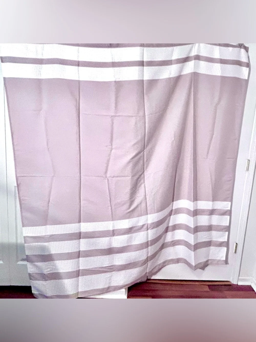 Sonoma Goods For Life Spa Shower Curtain-Beige and White Striped,70x72